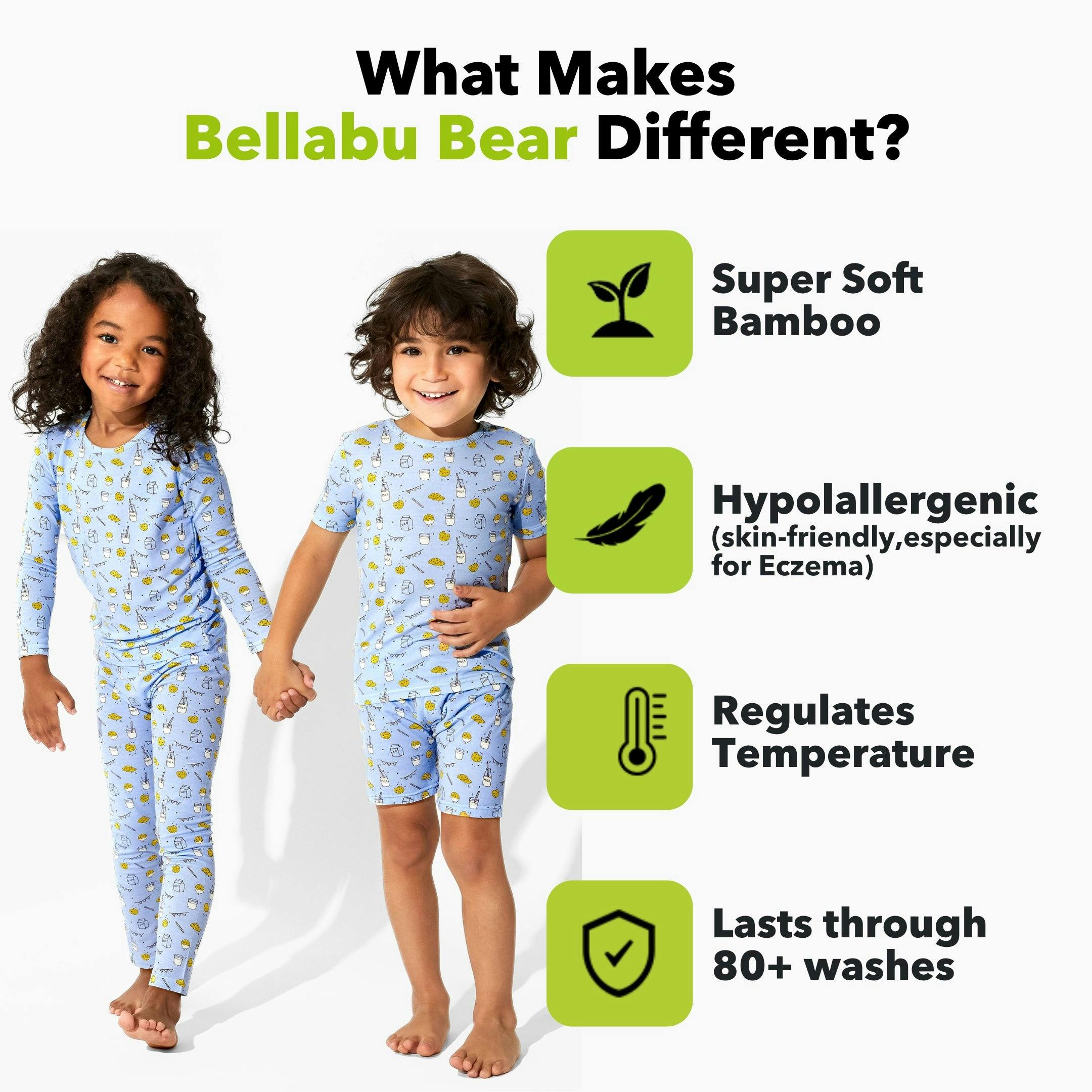 Milk & Cookies Blue Bamboo Kids Pajamas
