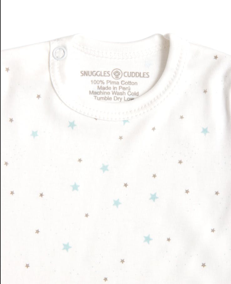 Stars Print Long Sleeve Bodysuit | 100% Peruvian Pima Cotton