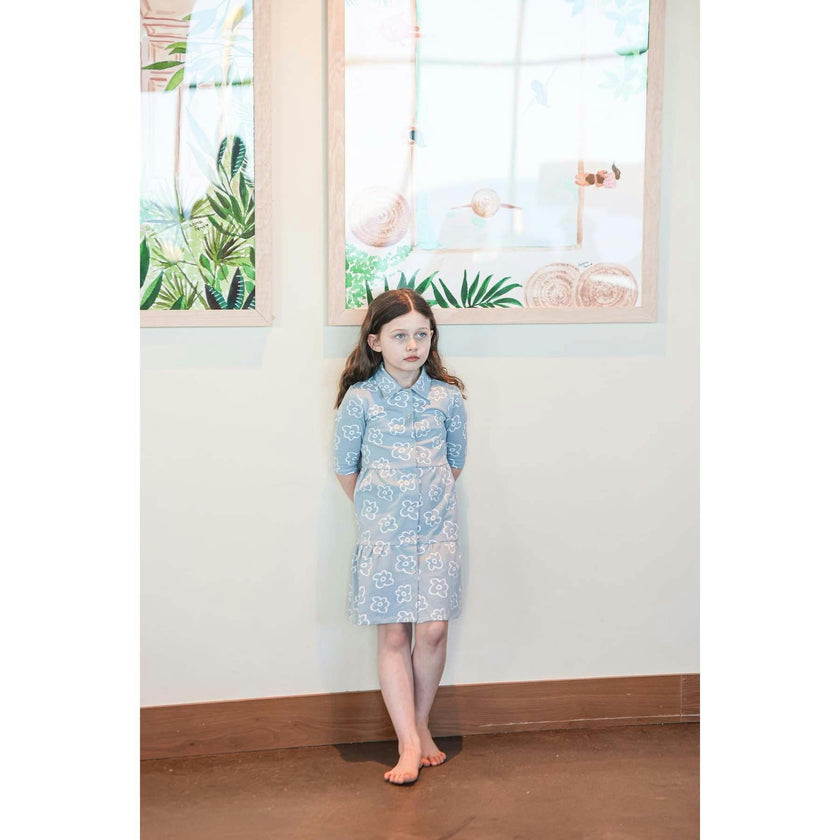 Tiered Flower 3/4 Sleeve Dress