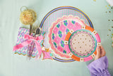 Packed Party Circus Soiree Round Paper Placemats 10ct - Gold Foil Purple Teal Blue Plaid 15 Inch Placemats for Circus Birthday Tables