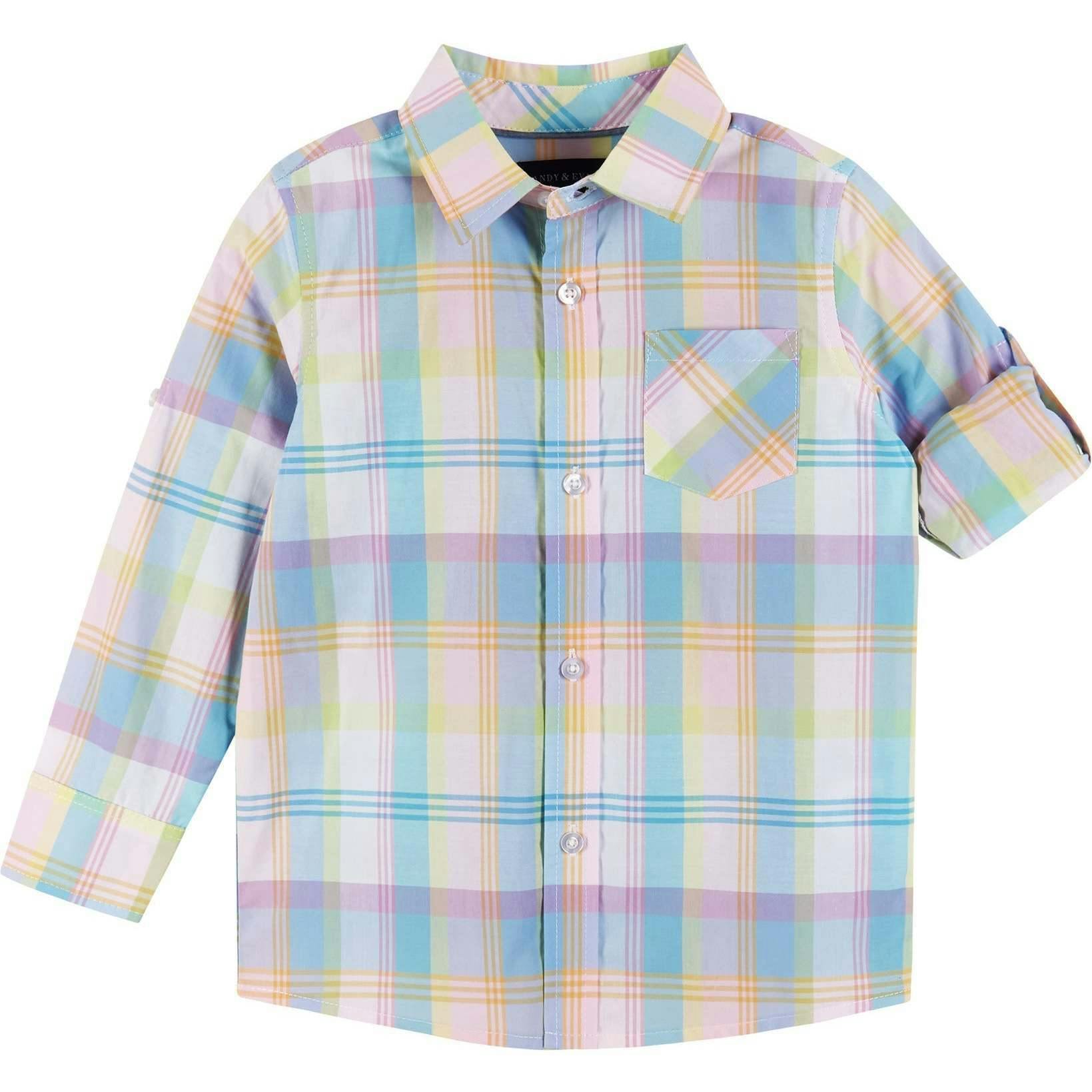 Plaid Buttondown  Two-Faced Shirt and Pants Set