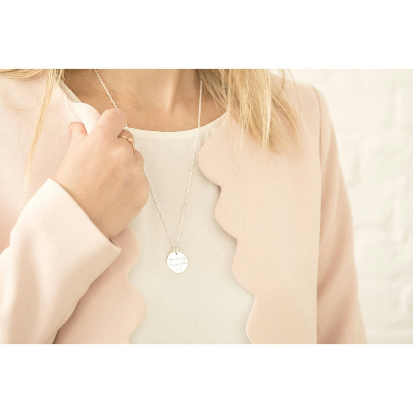 Personalized Signature Disc Necklace, Sterling Silver