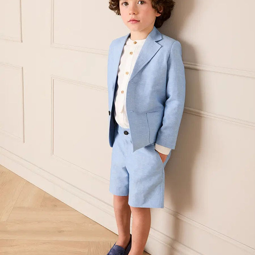 Linen Blend Tailored Shorts in Sky Blue (4-10yrs)