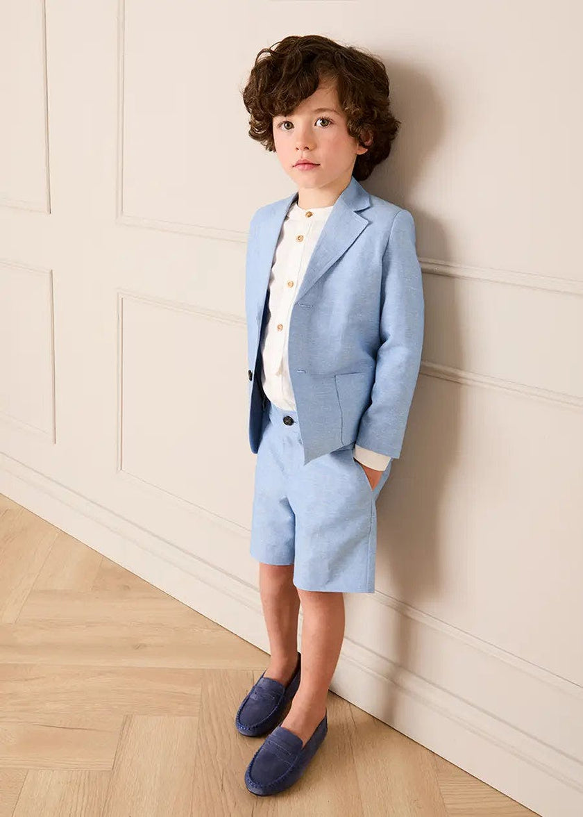 Linen Blend Tailored Shorts in Sky Blue (4-10yrs)