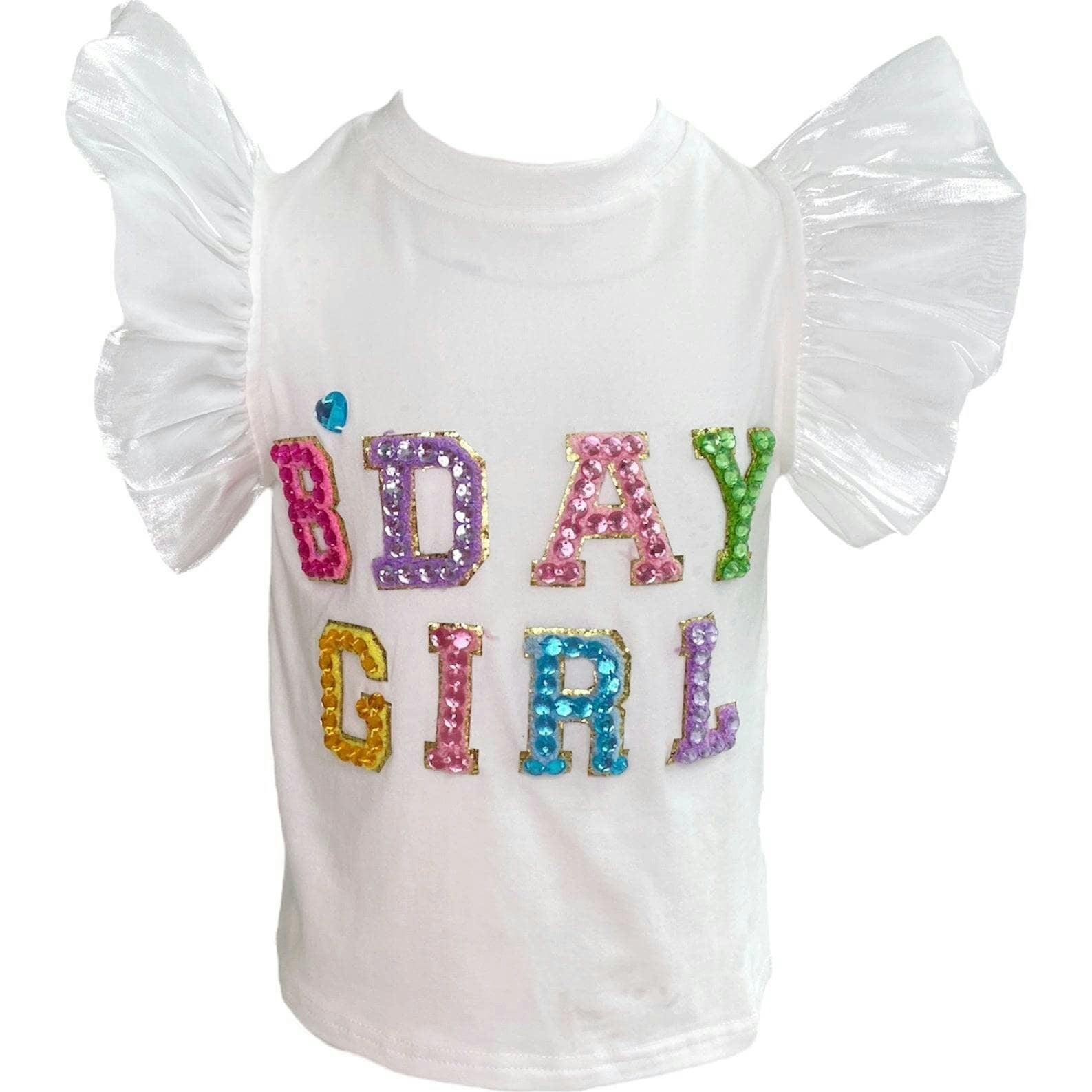 Birthday Girl Gem Ruffle Sleeve Shirt