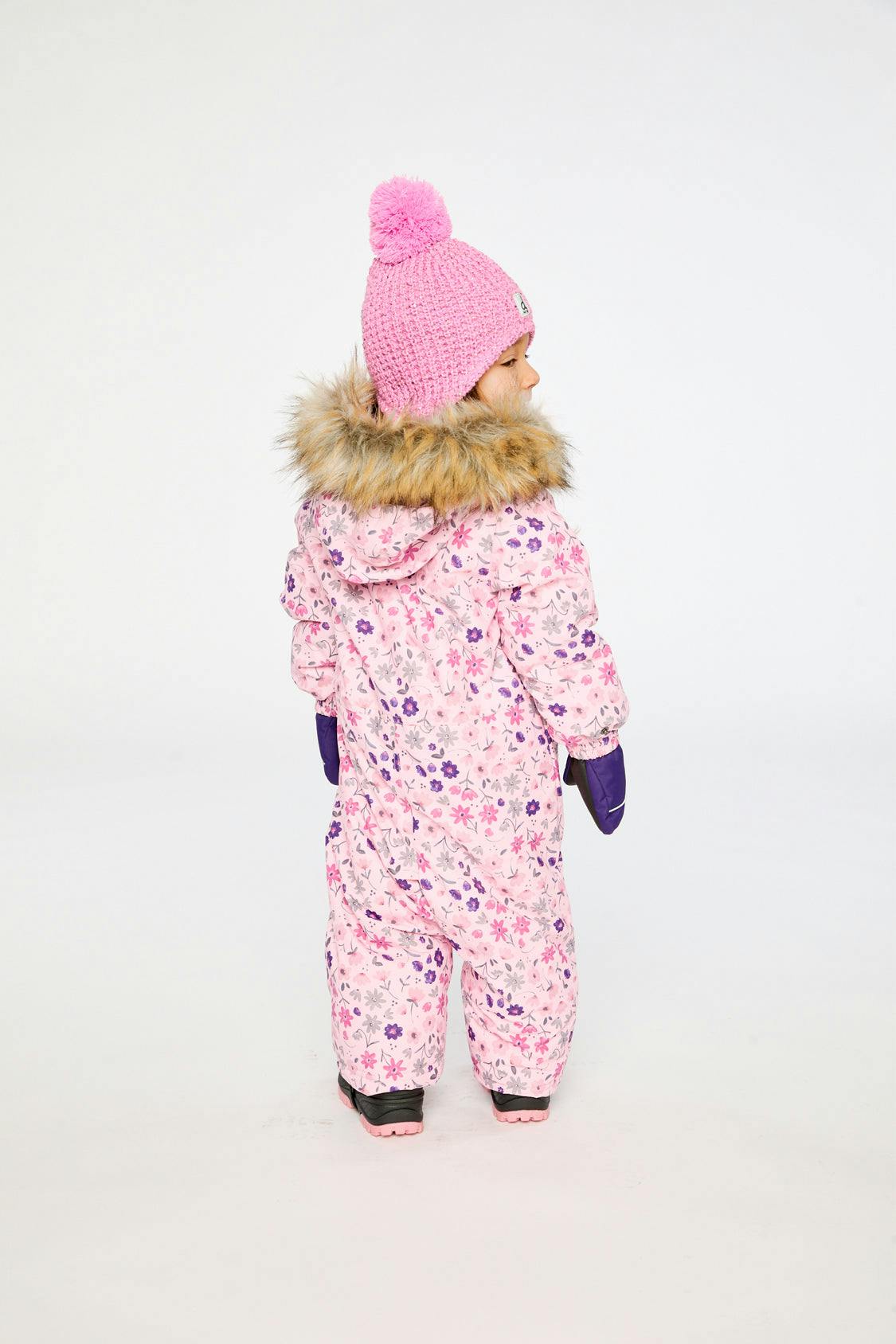 Baby One Piece Snowsuit Adapted For Car Seats Pink Mini Flower Print