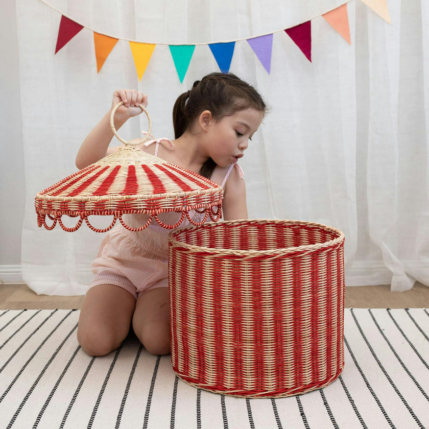 Circus Tent - Toy Basket / Red & Straw