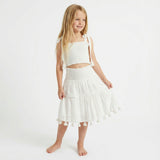 Noelle Girls Top and Skirt Set White Eyelet, white