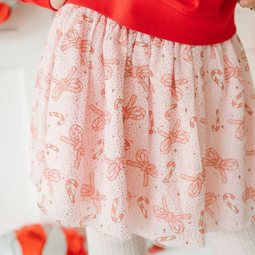 Candy Cane Bow Printed Christmas Tutu Skirt