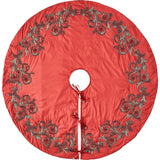 Imperial Design Hand Beaded Red Christmas Tree Skirt Red 60"