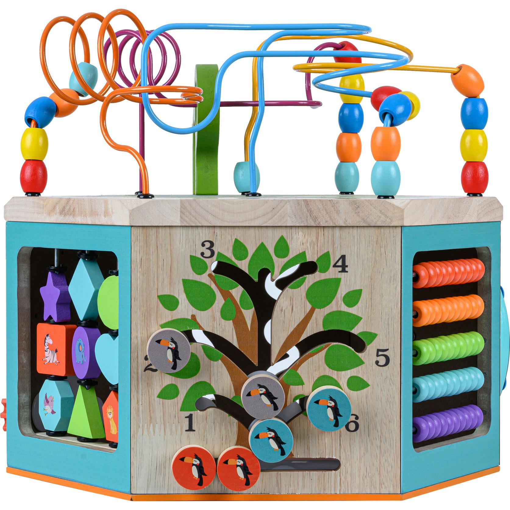 Preschool Play Lab Large Wooden Activity Learning 7-side Cube