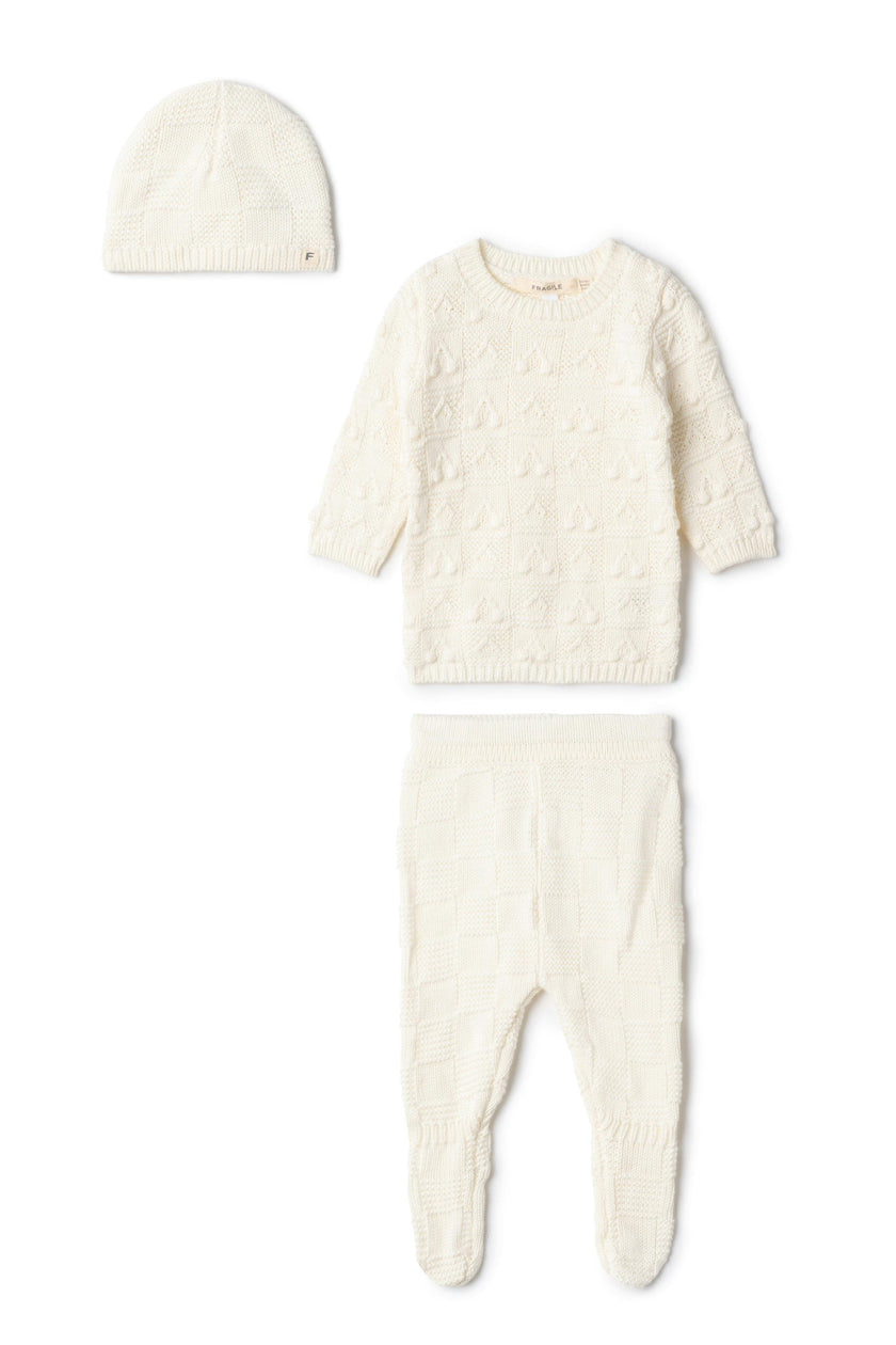 Embossed Cherry Top, Leggings, and Hat Three Piece Set