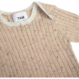 Ribbed Knit Short Sleeve Retro Bodysuit