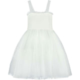 Angel Smocked & Embroidered Tulle Girls Occasion Dress