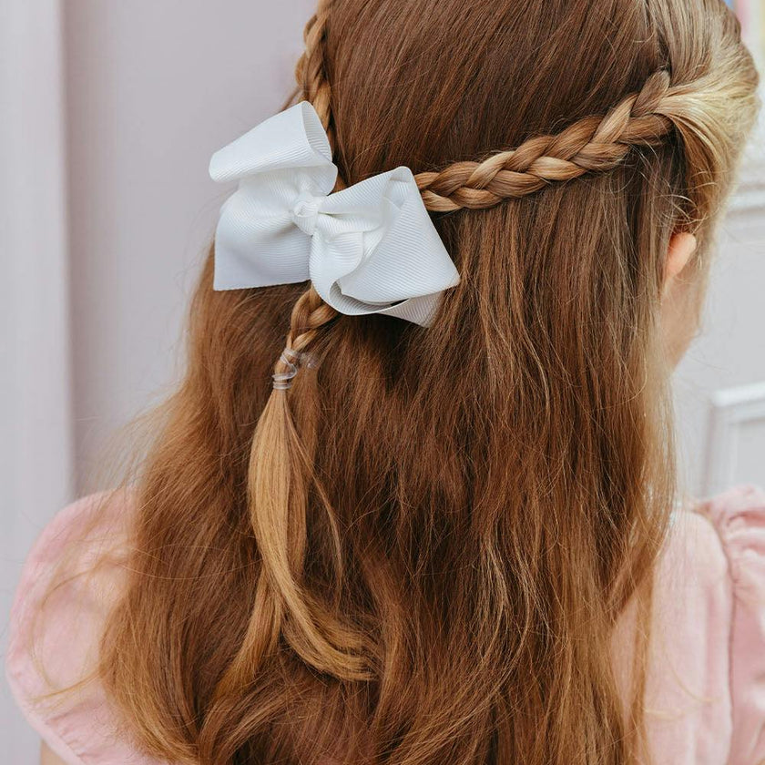 Extra Large Bow Hair Clip in White