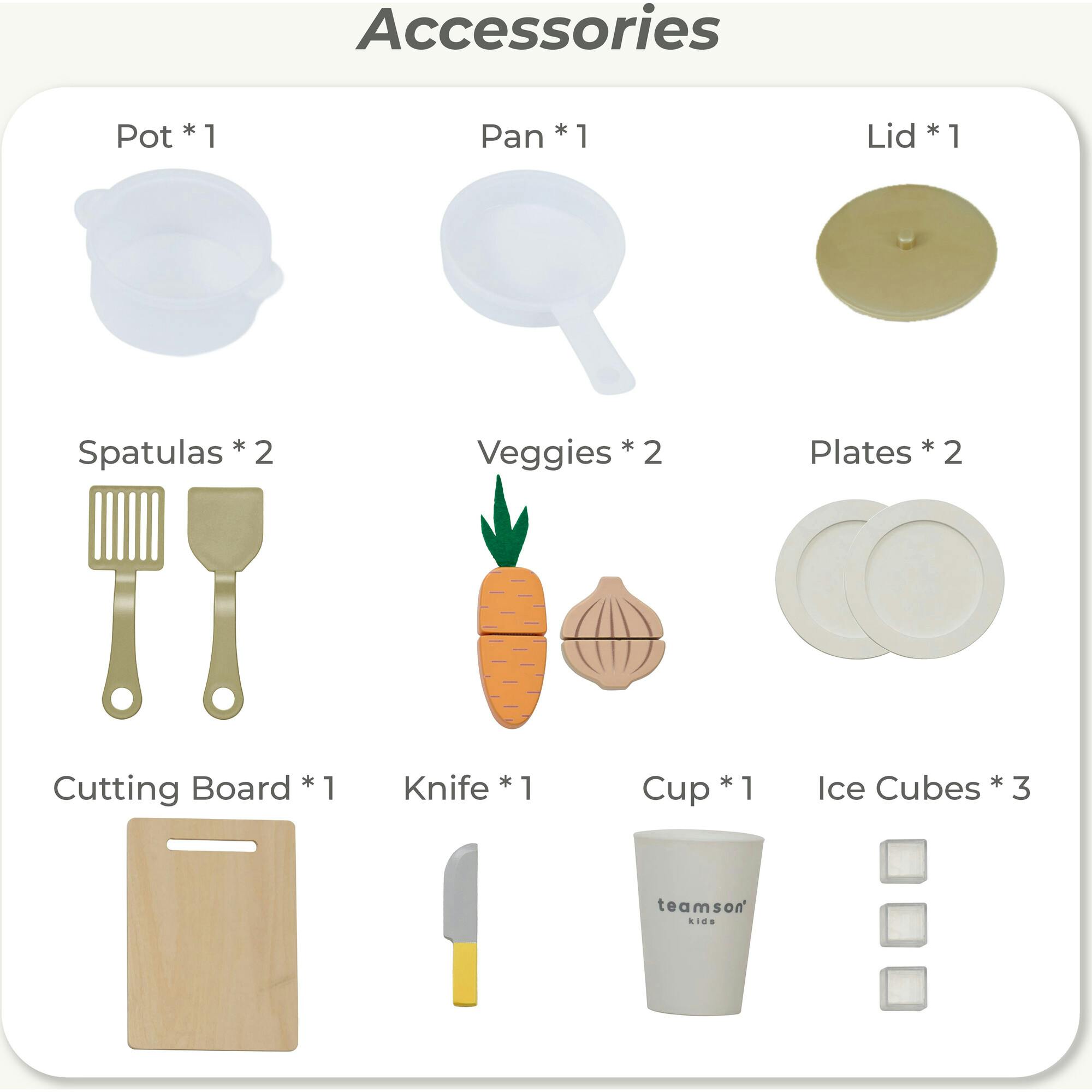 Teamson Kids Little Chef St. Louis 2-Pcs Wooden Play Kitchen with 15 Accessories