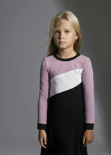 Tricolor French Terry Long Sleeve Dress