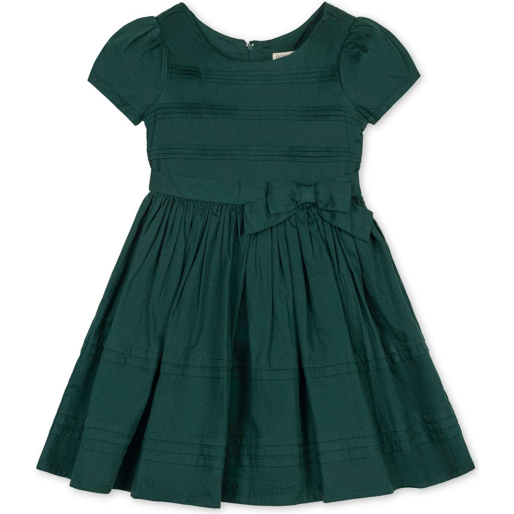 Baby Organic Special Occasion Pleated Sateen Party Dress, Green