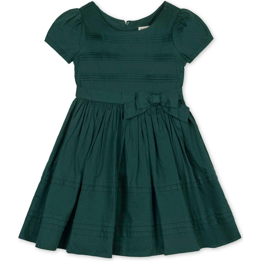 Organic Special Occasion Pleated Sateen Party Dress, Green