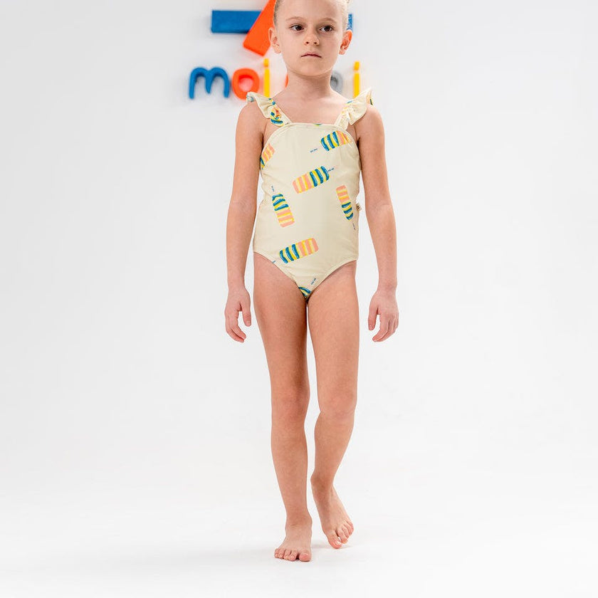 Blue Coconut Print One Piece Swimsuit