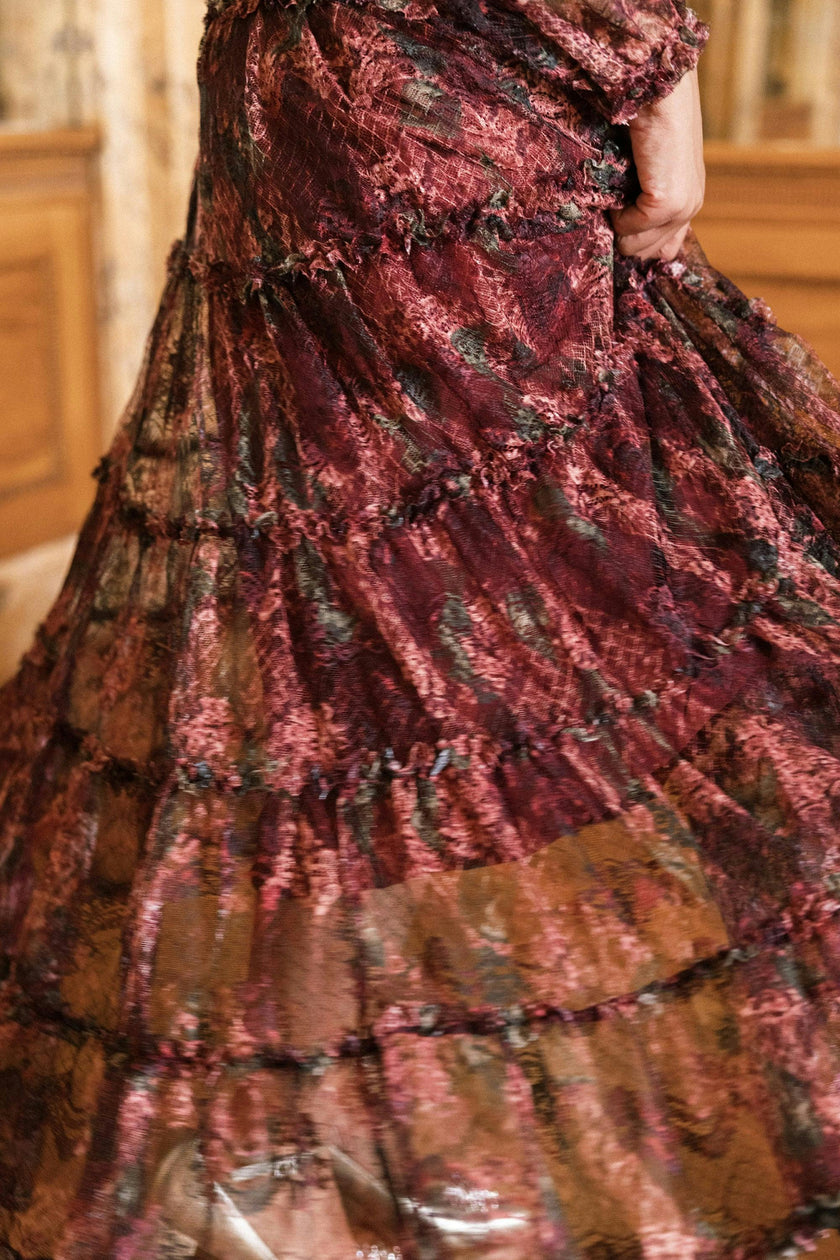 Madrigal Dress in Merlot Floral