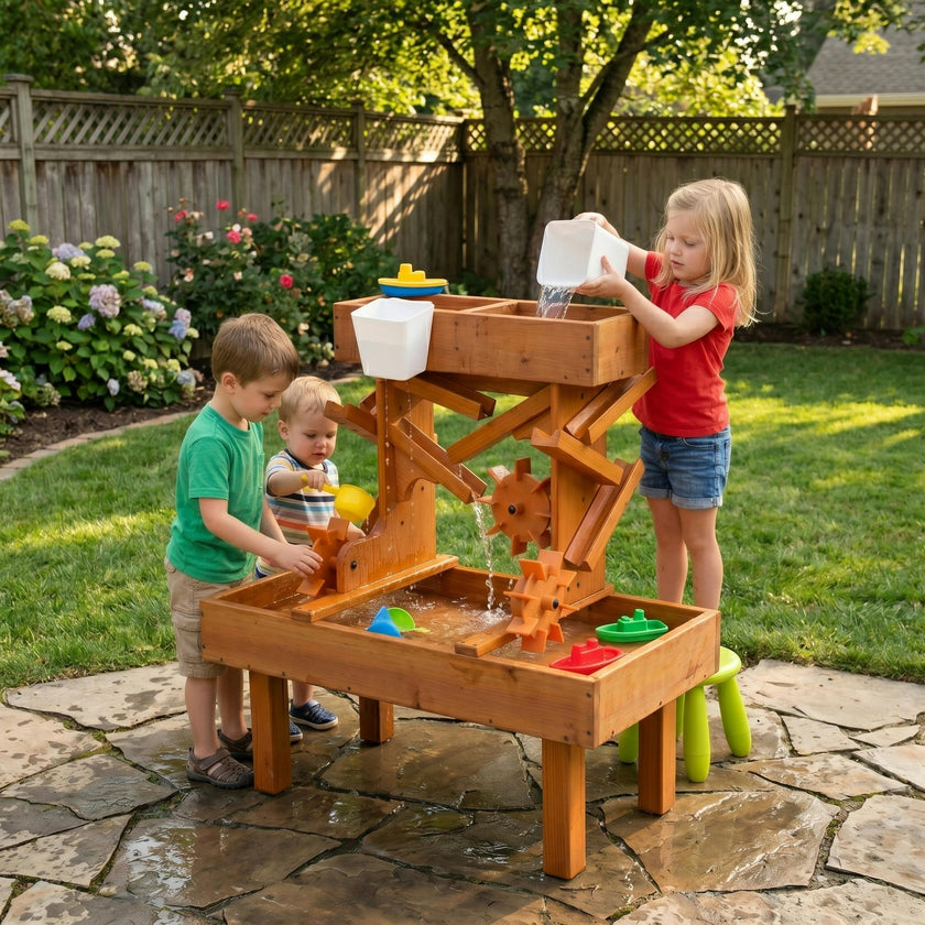 Outdoor Wooden Water Table for Toddlers | Kids’ Sensory Play Station