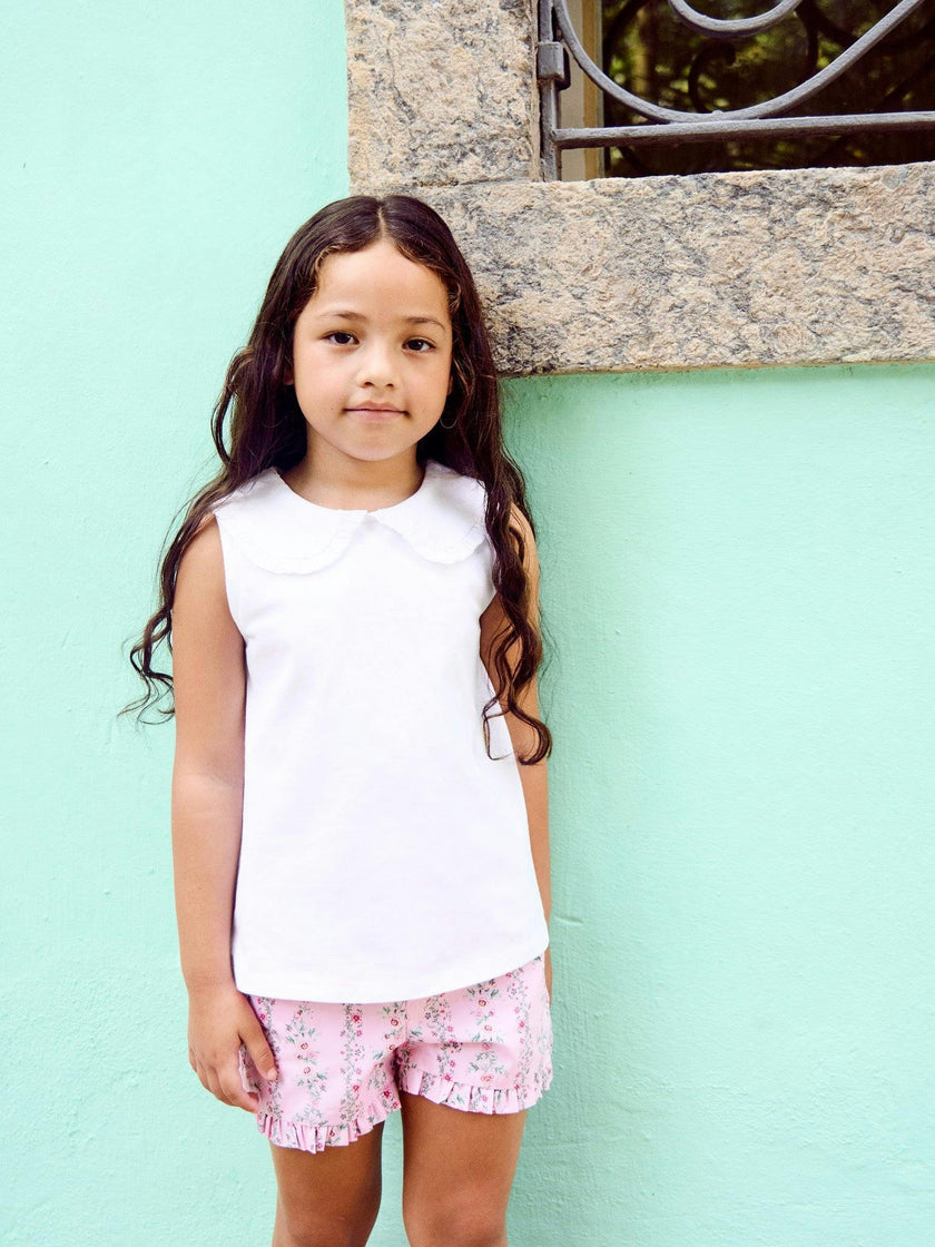 Pink Garland Flores Cotton Girl Shorts