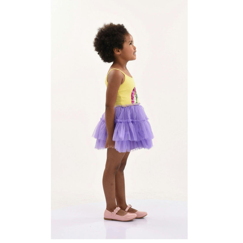 Purple Jenny Sequin Rainbow Tulle Dress