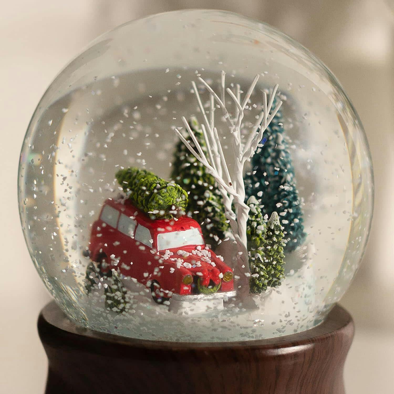 Ashfield & Harkness Red Truck Special Delivery Decorative Wind Up Snow Globe