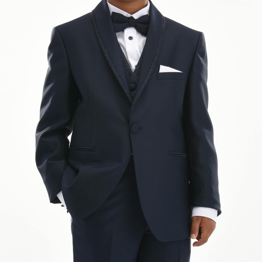 Navy Glitter Trim Suit