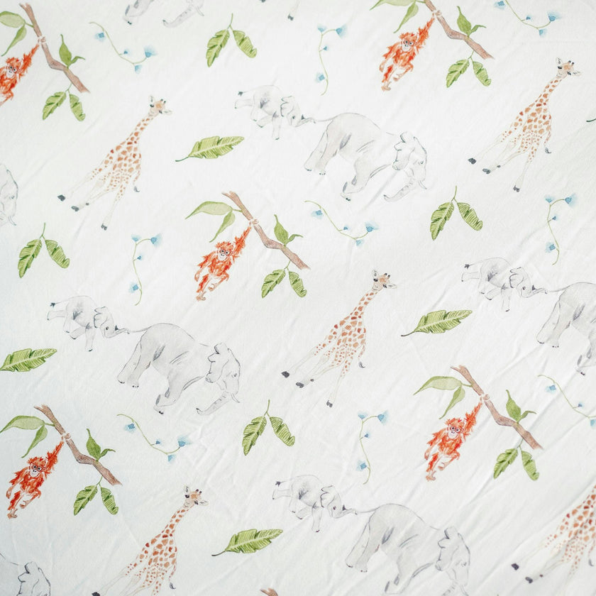 The Safari Party Print Crib Sheet