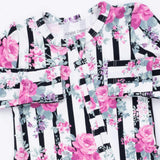 Cabbage Rose Stripe - 2 Way Ruffle Back Zipper Footie