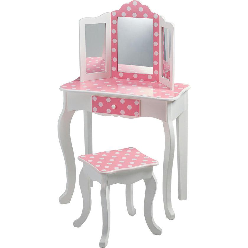 Teamson Kids Wooden Polka Dot 2-Pc. Play Vanity
