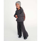 Chunky Ribbed Knit Elastic Waist Wide Leg Loose-Fit Pants