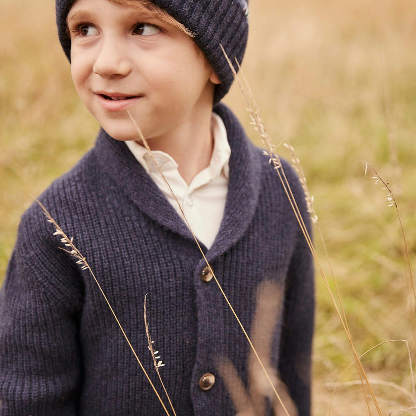 Merino Cashmere Ribbed Rolled-Up Beanie