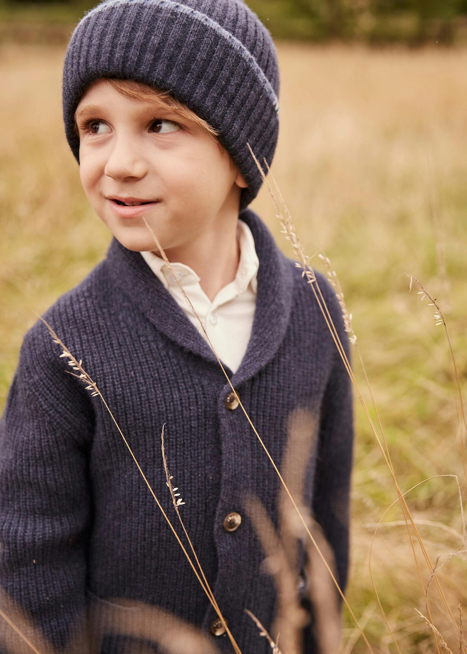 Merino Cashmere Ribbed Rolled-Up Beanie
