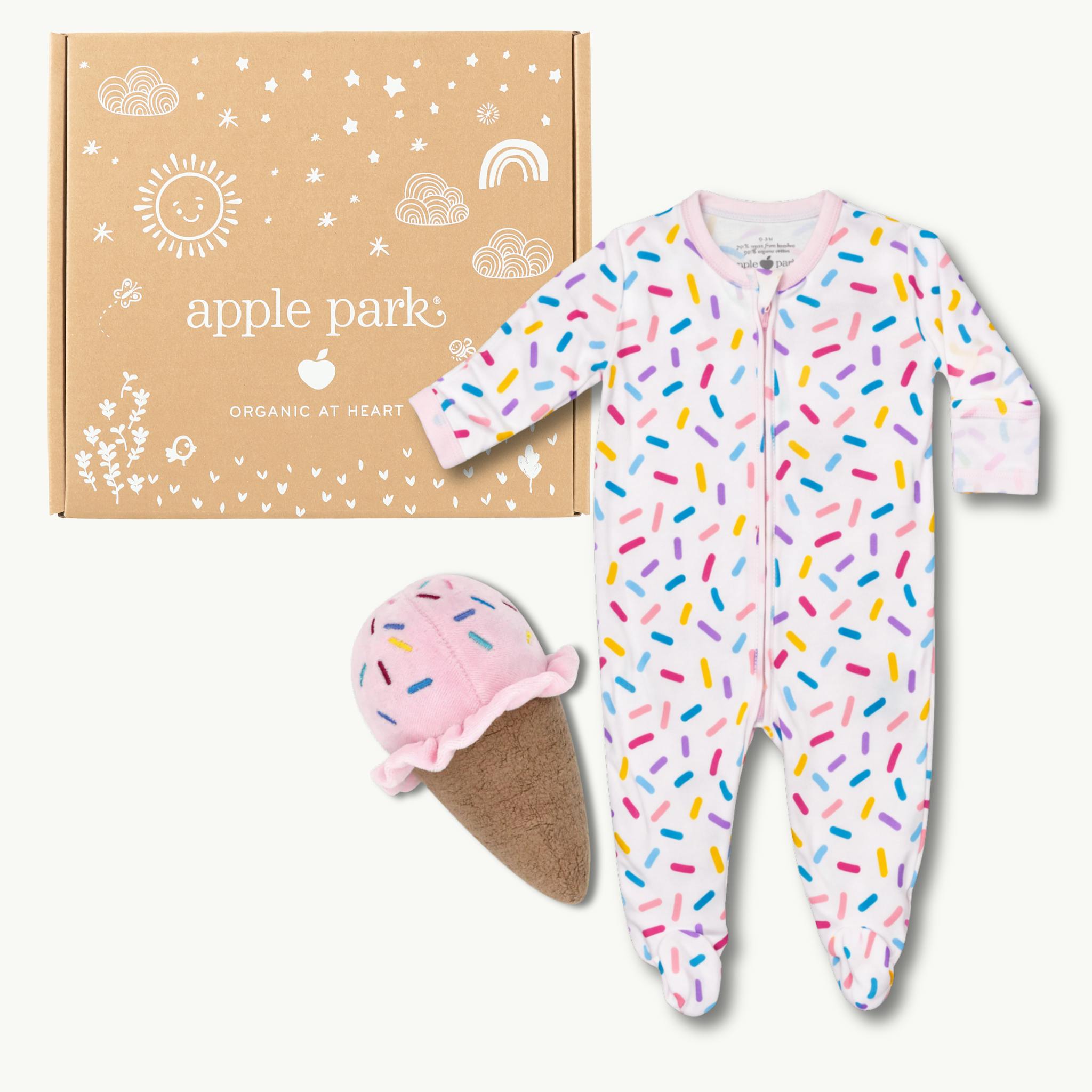 Bamboo Blend Footie & Ice Cream Rattle Set - Sugar Rush