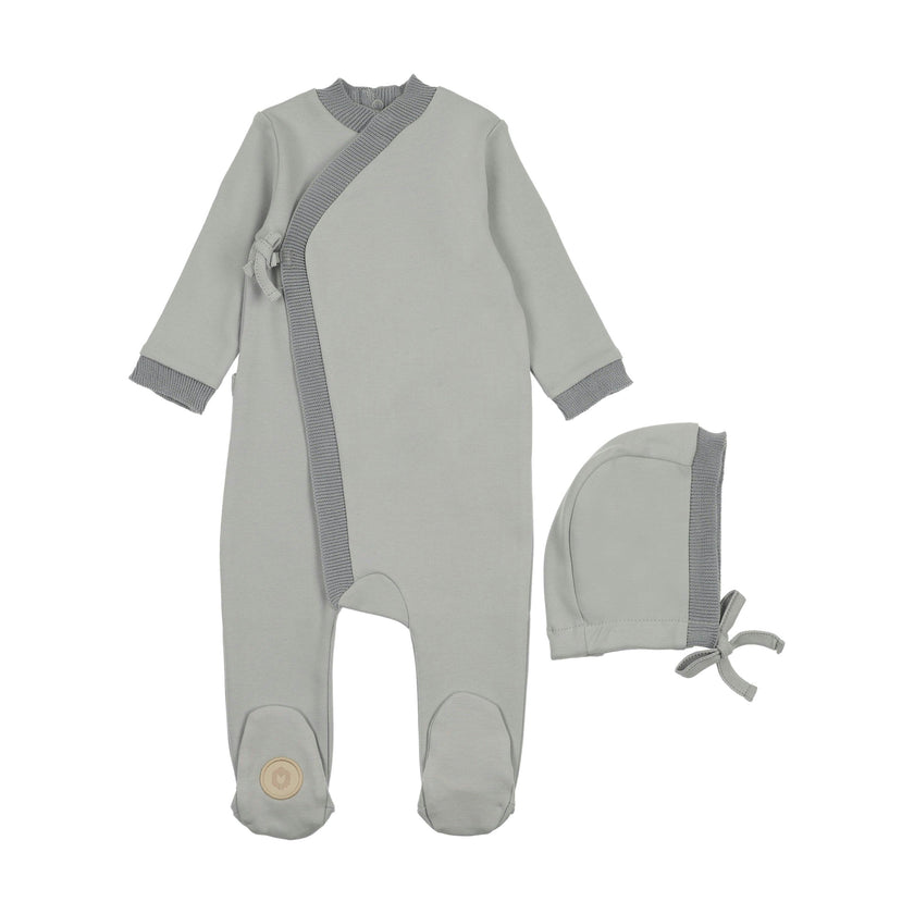 Knit Trim Wrap Footie & Hat Set