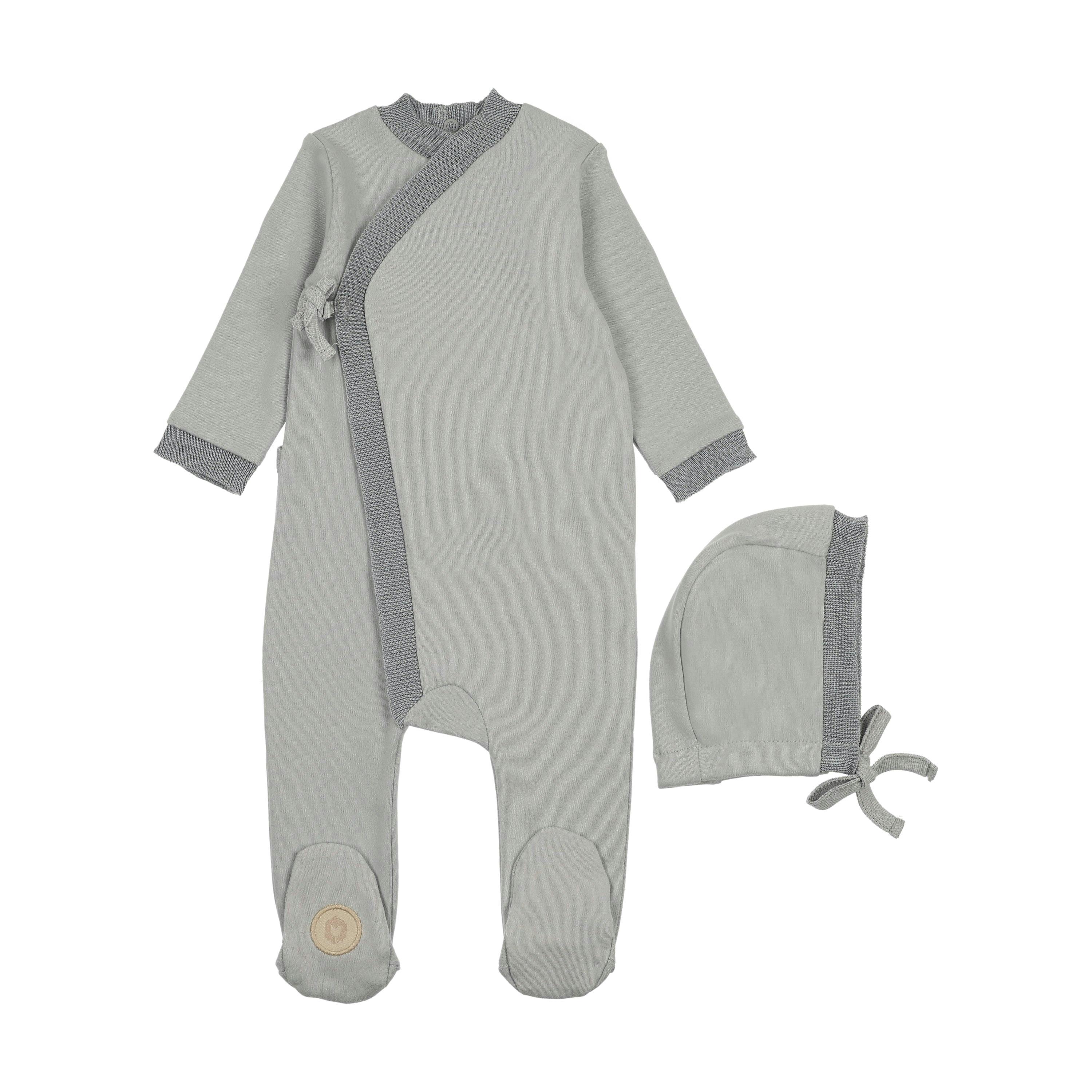 Knit Trim Wrap Footie & Hat Set