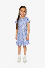 Short Sleeve Dress Purple Unicorn Print