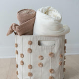 Handmade Canvas Storage Basket Pom Pom