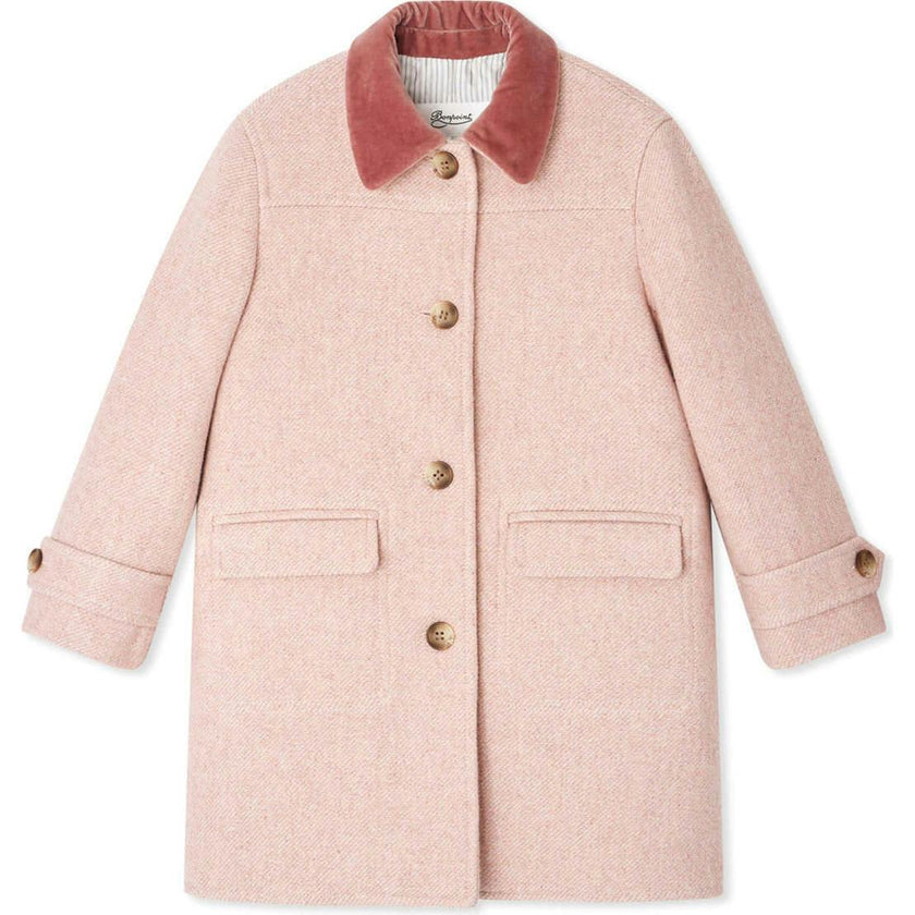BONPOINT Jaida Velvet Collar Pea Coat - Delicate Pink