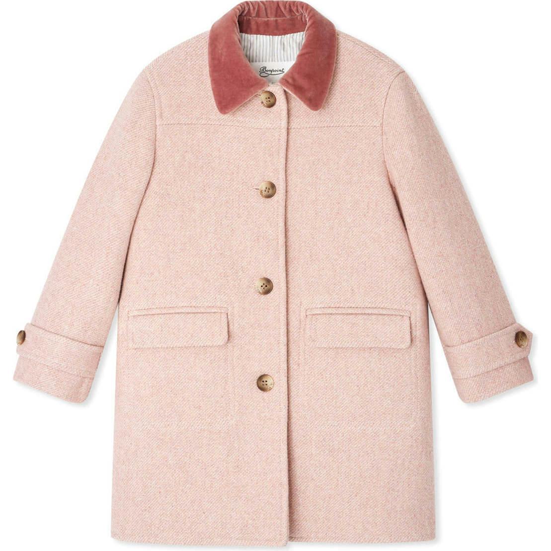 BONPOINT Jaida Velvet Collar Pea Coat - Delicate Pink