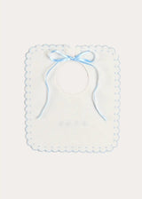 Whale Hand Embroidered Scallop Edge Square Bib