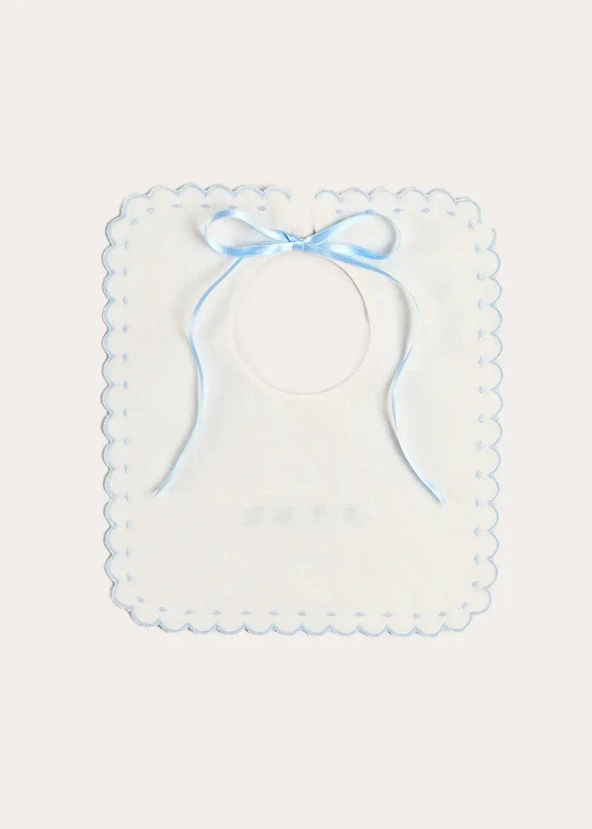 Whale Hand Embroidered Scallop Edge Square Bib
