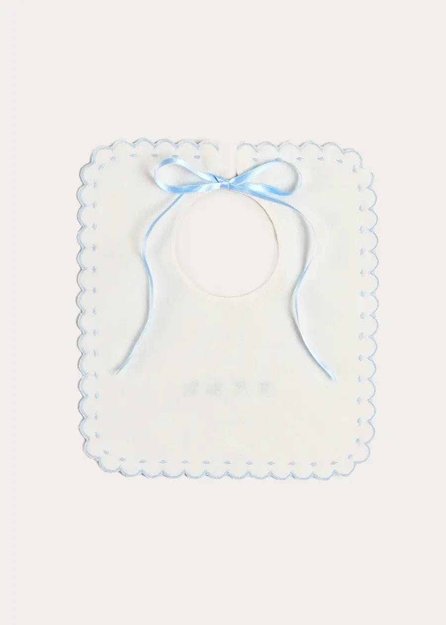 Whale Hand Embroidered Scallop Edge Square Bib