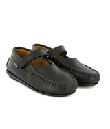 Smooth Leather Mary Jane Moccasins, Dark Brown