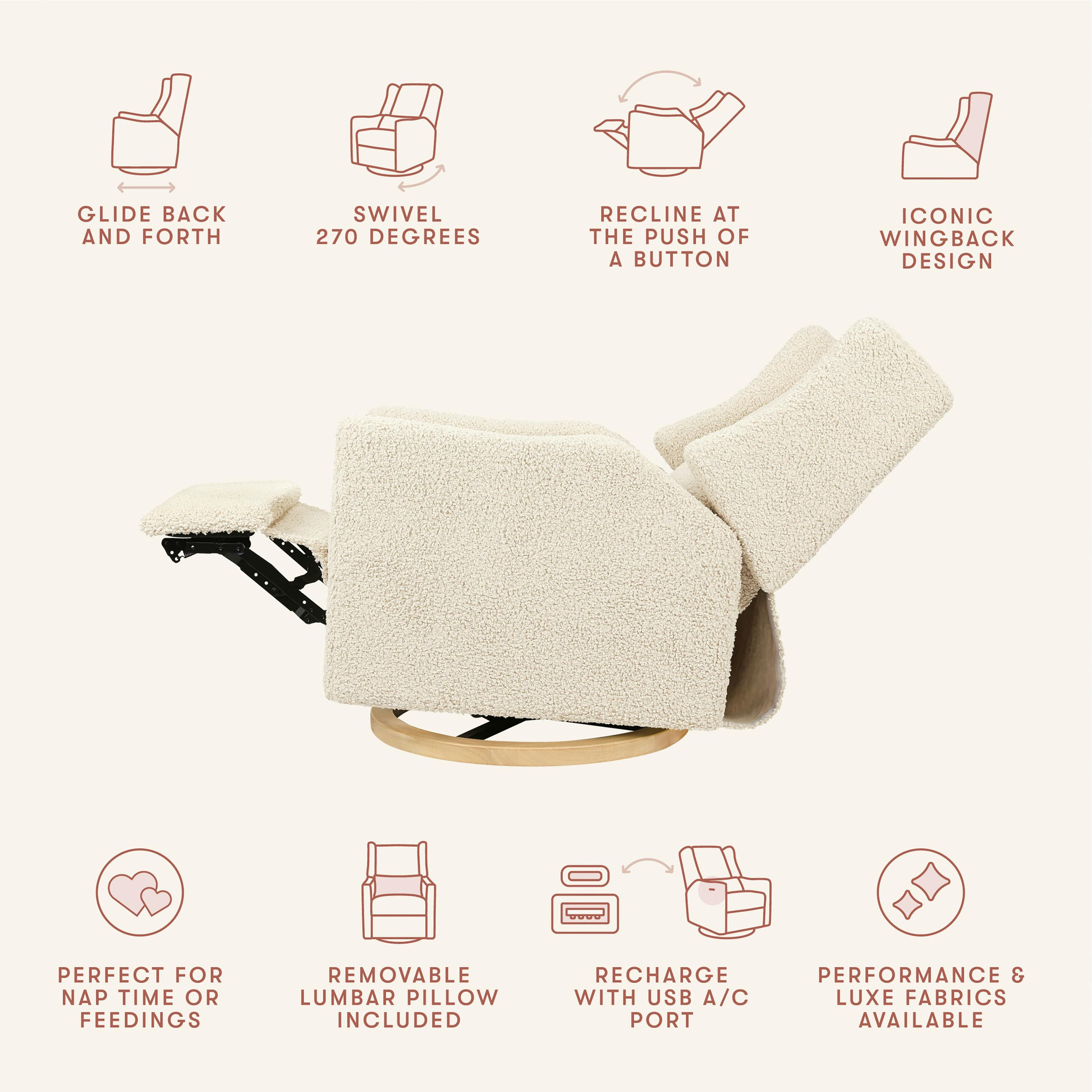 Kiwi Electronic Recliner and Swivel Glider with USB port