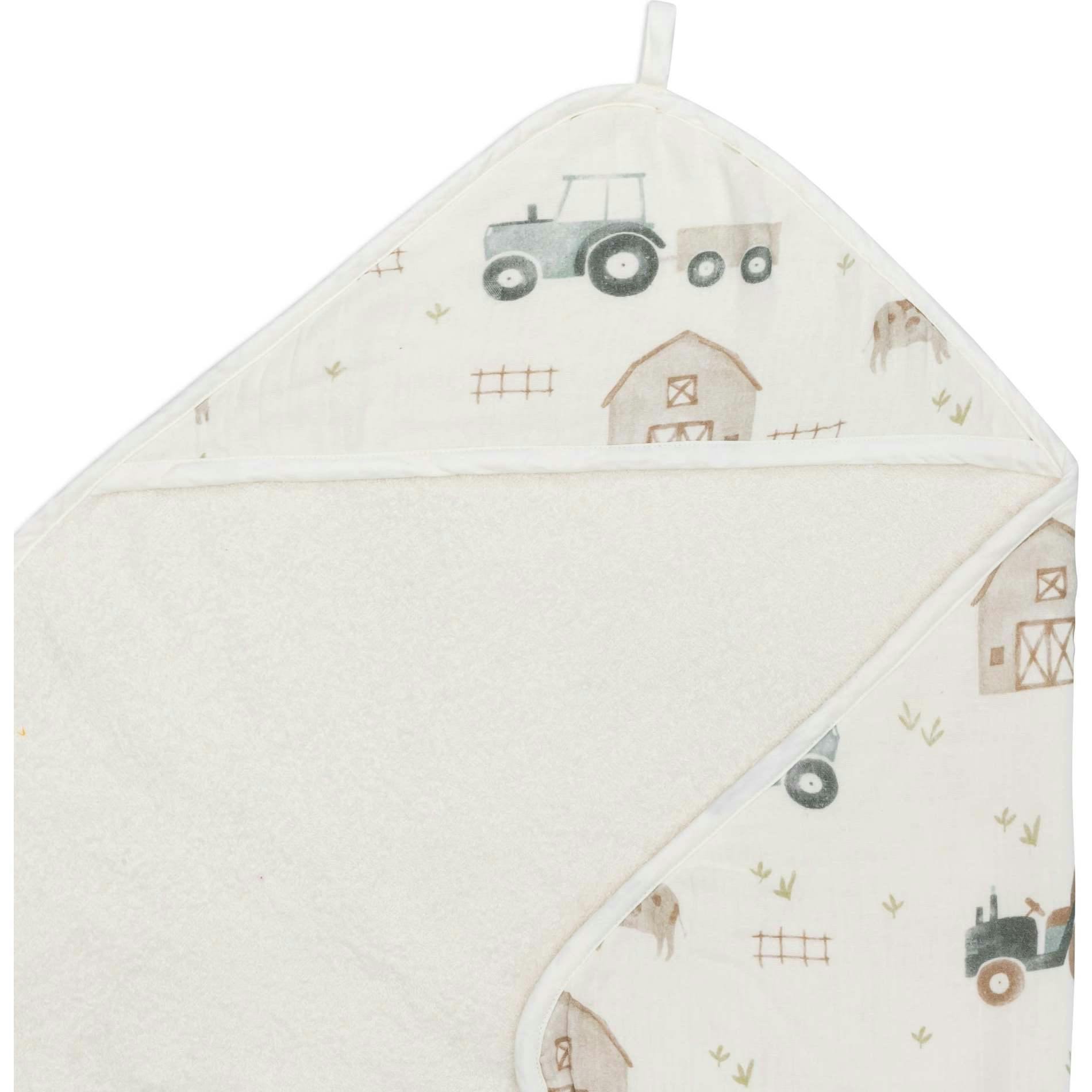 Charlie Farmhouse Tractor Baby Bath Towel & Wash Cloth Set