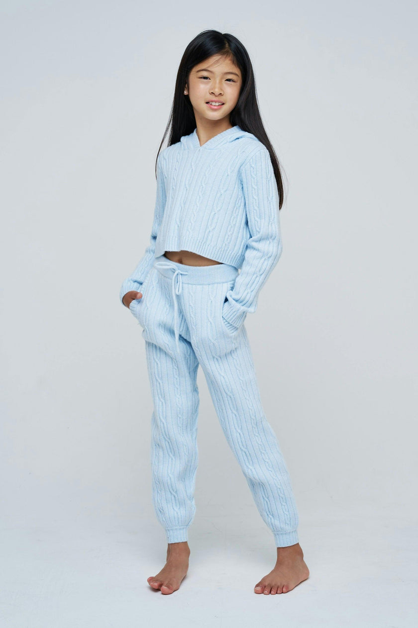 Cable Knit Cropped Hoodie